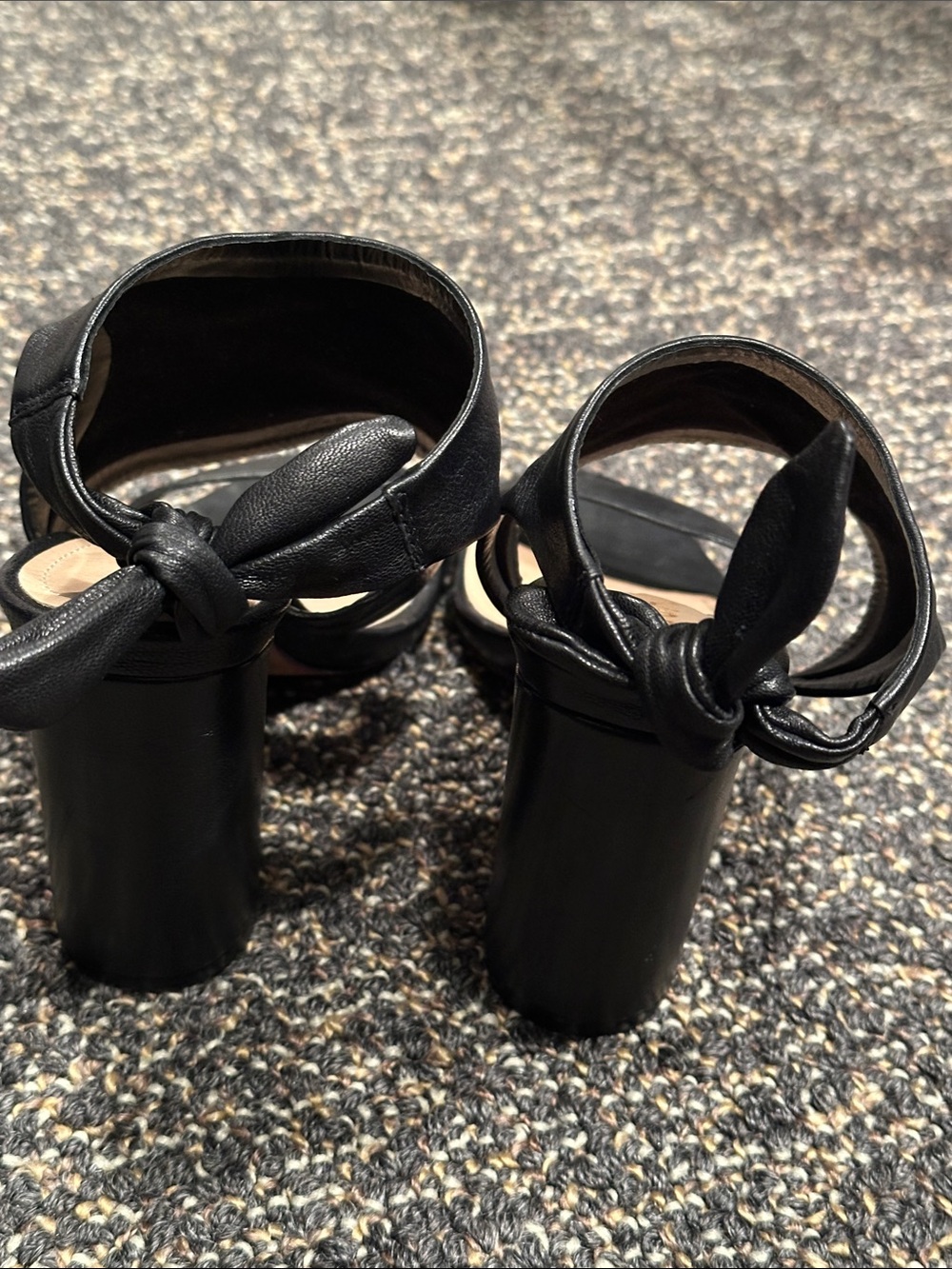 SCHUTZ Black Leather Ankle-Cuff Heels - Picture 6 of 6